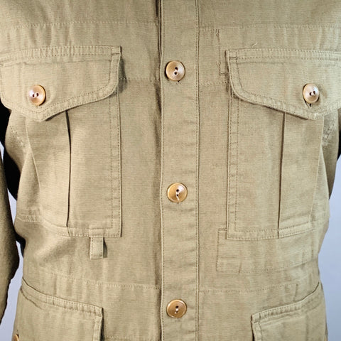 WALLACE & BARNES Size M Green Olive Cotton Safari Long Sleeve Shirt