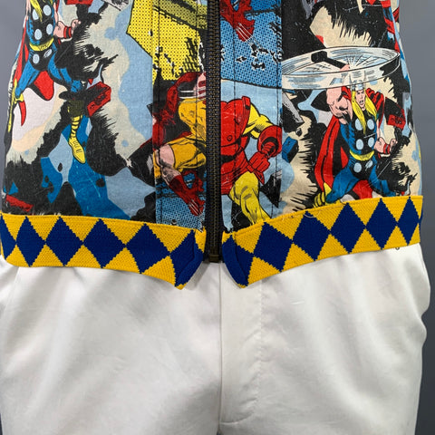 TRAVER RAINS Size L Multi Color Comic Book Graphic Zip Up Vest
