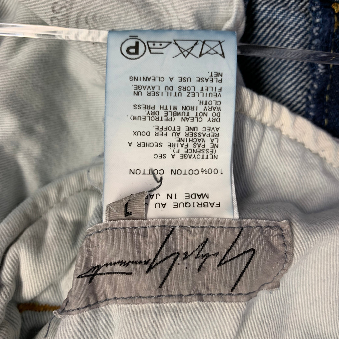 YOHJI YAMAMOTO Size S Blue Cotton Japanese Denim Wide Leg Pleated Jeans