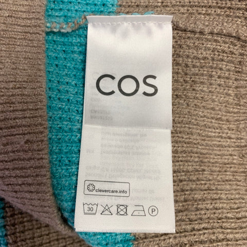 COS Pull Col Rond Laine Mélangée Rayé Bleu et Blanc Taille M