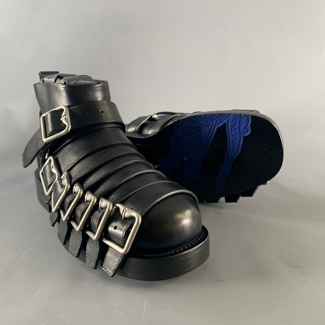 BURBERRY Size 8.5 Black Leather Pull On Boots