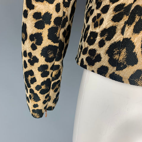 GIORGIO ARMANI Taille 6 Veste zippée en jacquard à imprimé animal en polyester noir et marron clair