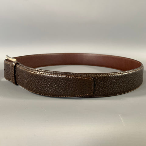 BURBERRYS Size 32 Brown Pebble Grain Leather Belt