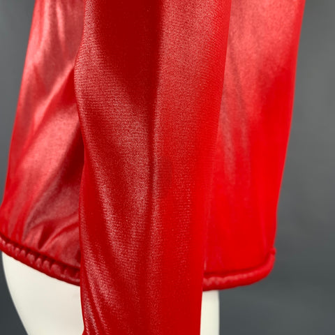 OSCAR DE LA RENTA Size M Red Zip Up Cover-Up Jacket