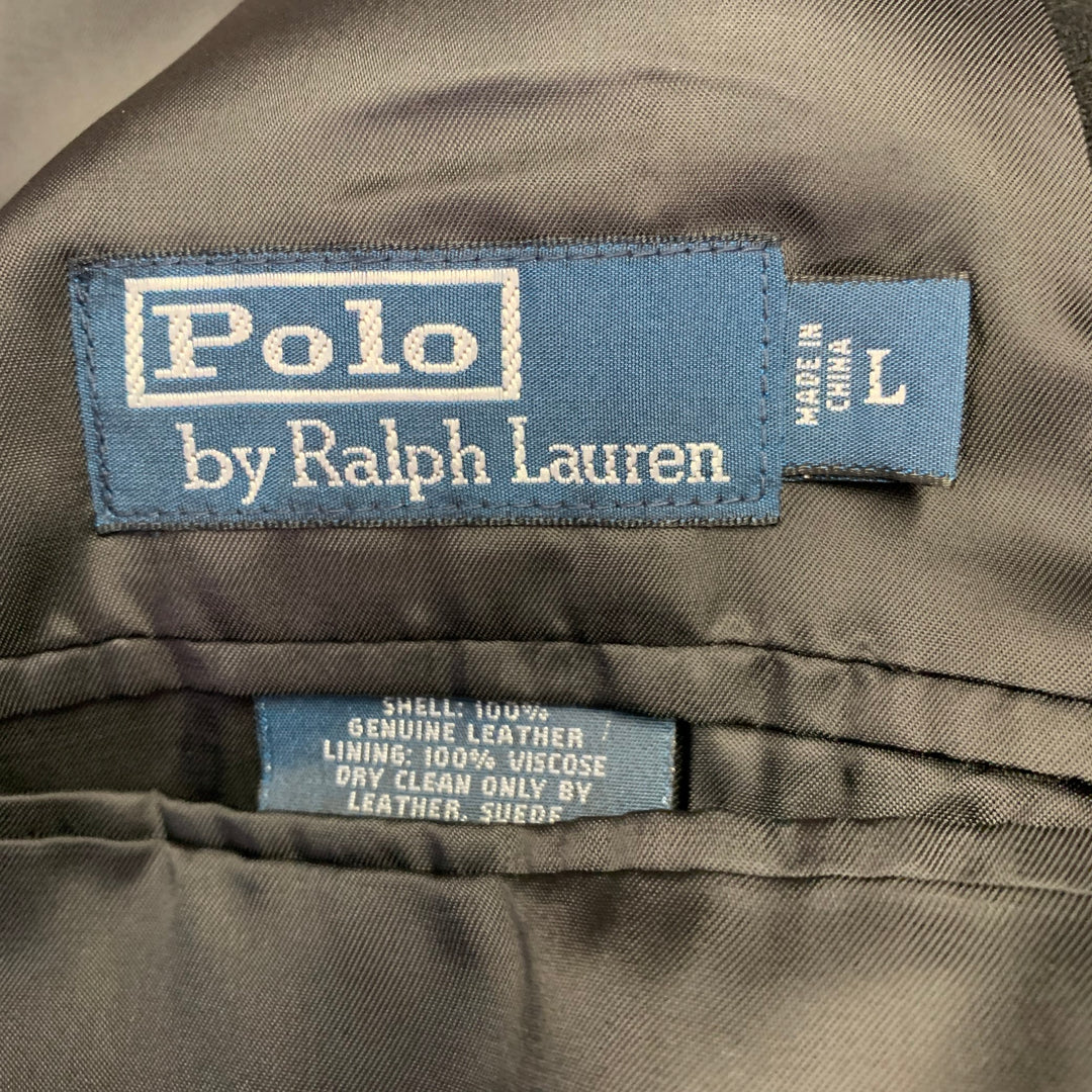 POLO by RALPH LAUREN Size L Black Suede Shirt Jacket