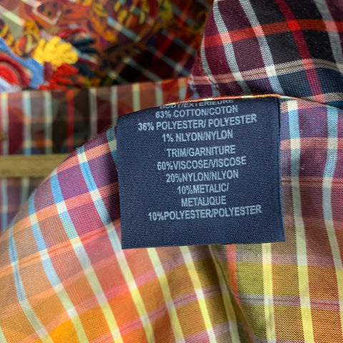 ROBERT GRAHAM Size L Orange Multi Color Plaid Cotton Long Sleeve Shirt