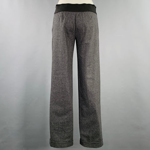 D&G by DOLCE & GABBANA Size S Grey Black Wool Blend Ribbon Trim Dress Pants