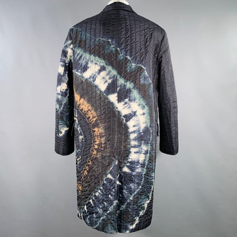 DRIES VAN NOTEN Size 40 Black Multi Color Tie Dye Quilted Coat