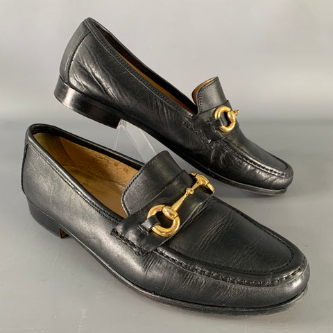 BRUNO MAGLI Size 10 Black Gold Leather Loafers