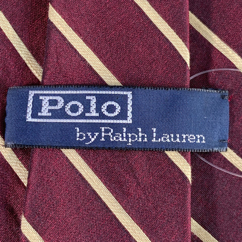 POLO by RALPH LAUREN Burgundy Cream Diagonal Stripe Silk Tie