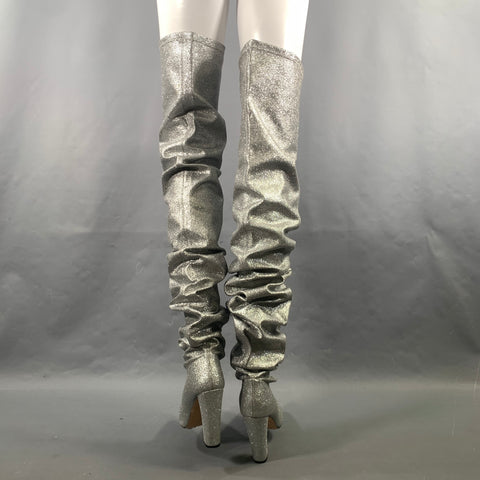 MARCELL VON BERLIN Size 11 Silver Metallic Pull On Boots