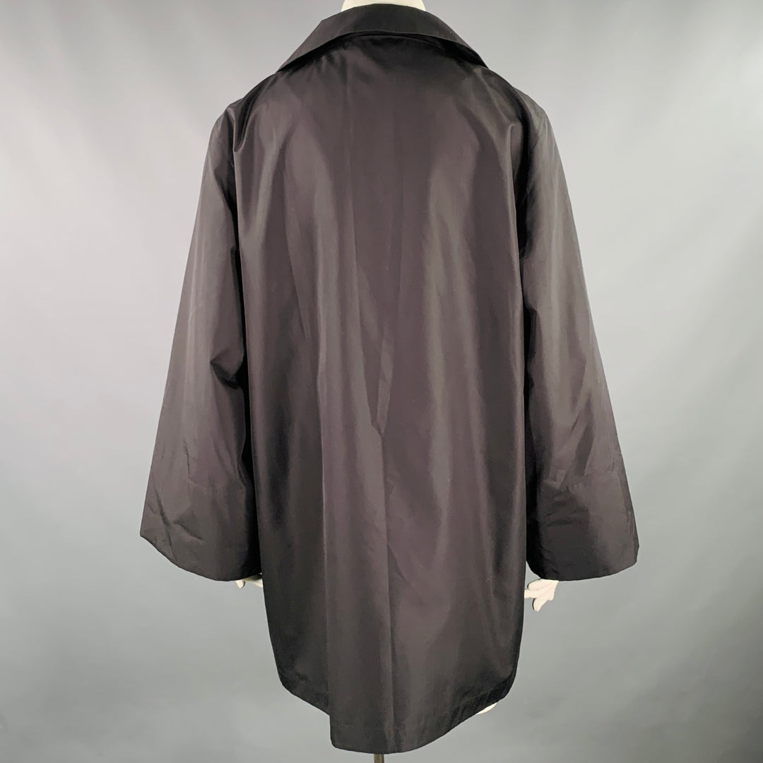 AKRIS Size 12 Black Silk Zip Up Coat