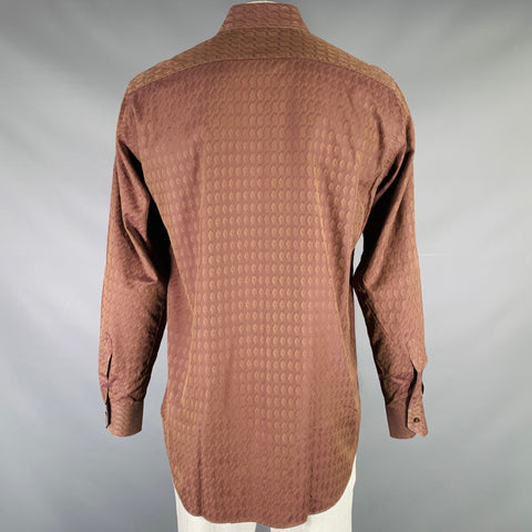 ETRO Size L Brown Purple Geometric Cotton Button Up Long Sleeve Shirt