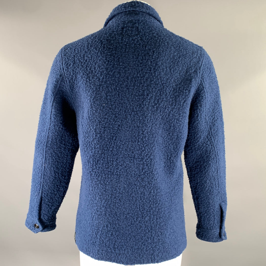 TODD SNYDER Size M Blue Textured Wool Blend Jacket
