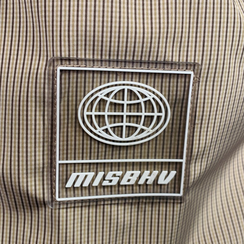 MISBHV Size S -Fisherman- Beige Brown Checkered Polyester Cargo Vest