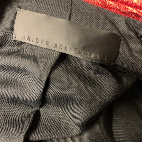 HAIDER ACKERMANN SS2017 Size L Black Red Painted Leather Biker Jacket