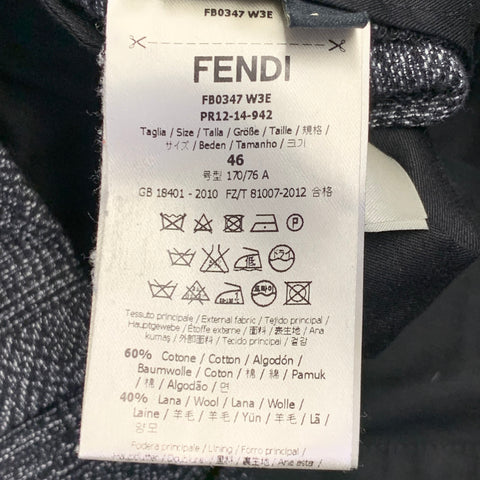 FENDI Size 30 Black Grey Glenplaid Cotton Wool Flat Front Dress Pants