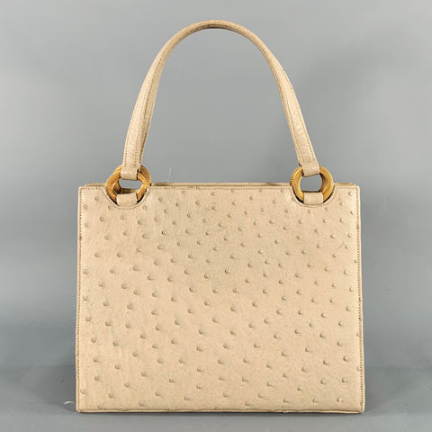 VINTAGE Gold Taupe Ostrich Leather Handbag