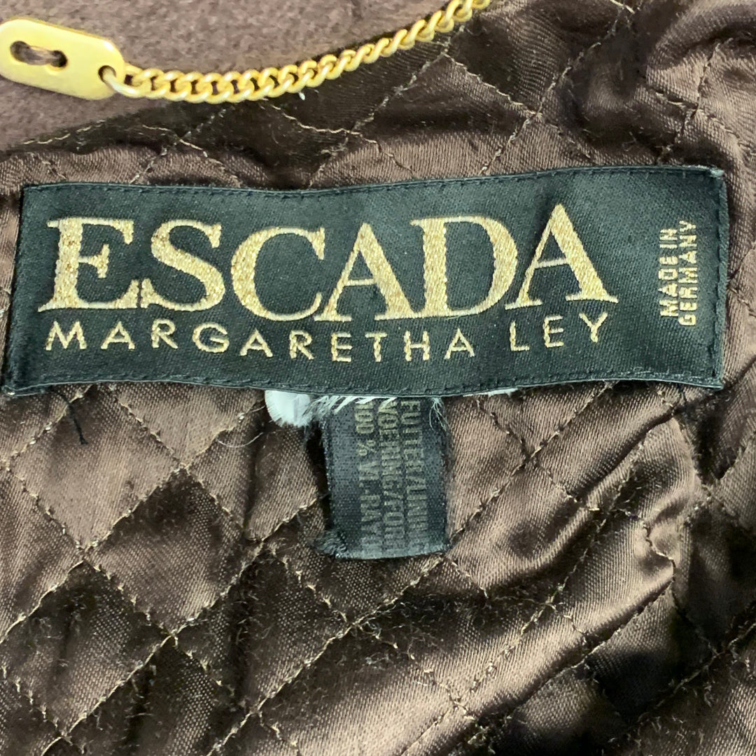 ESCADA Vintage Size L Brown Cashmere Open Front Coat