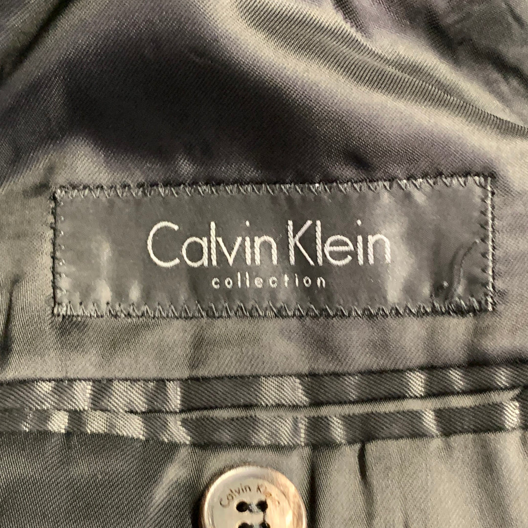 CALVIN KLEIN COLLECTION Size 40 Regular Black Wool Silk Notch Lapel Sport Coat