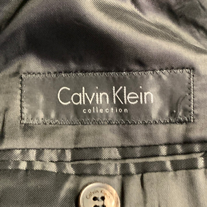 CALVIN KLEIN COLLECTION Size 40 Regular Black Wool Silk Notch Lapel Sport Coat