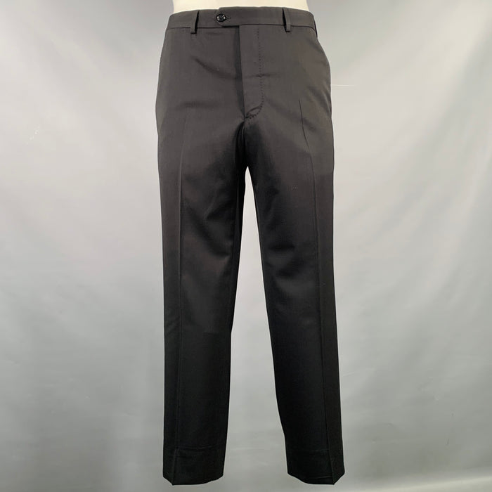 GIORGIO ARMANI Size 38 Black Wool Blend Flat Front Dress Pants