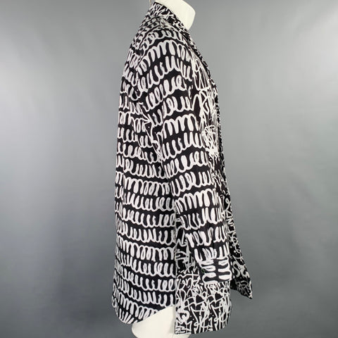 COMME des GARCONS 2019 Size M Black White Print Polyester Coat