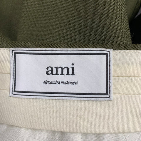 AMI by ALEXANDRE MATTIUSSI Size 32 Green Solid Wool Blend Pleated Dress Pants