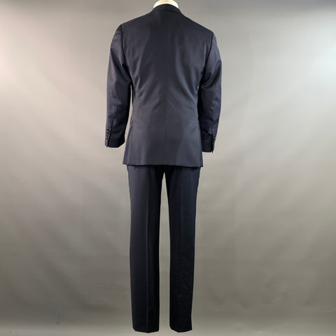 ISAIA Chest Size 36 Navy Solid Wool Notch Lapel 32 30 Suit
