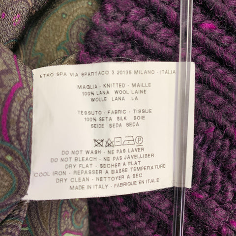 ETRO Size XXL Purple Fuchsia Cable Wool Button Up Sweater