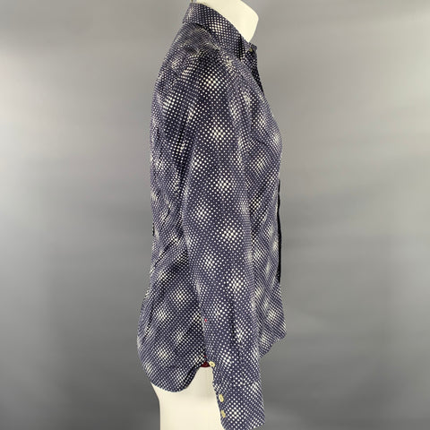 PS by PAUL SMITH Size S Navy White Gradient Cotton Cutaway Long Sleeve Shirt