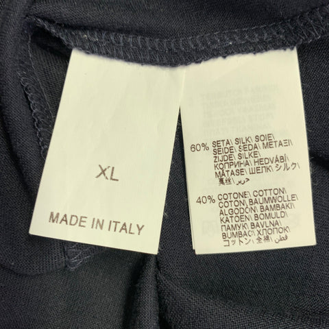 BRUNELLO CUCINELLI Size XL Black Grey Silk Cotton Crew Neck T-shirt
