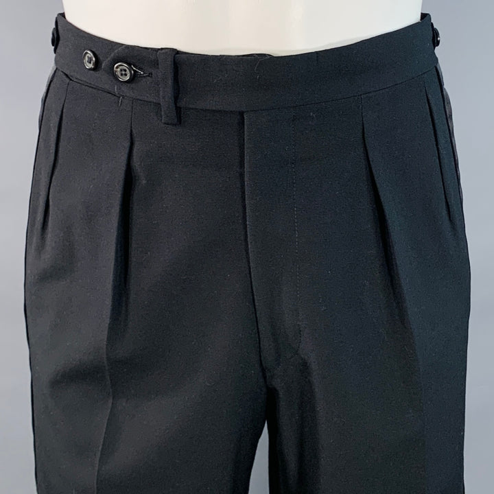 POLO by RALPH LAUREN Size 40 Regular Black Wool Peak Lapel Suit