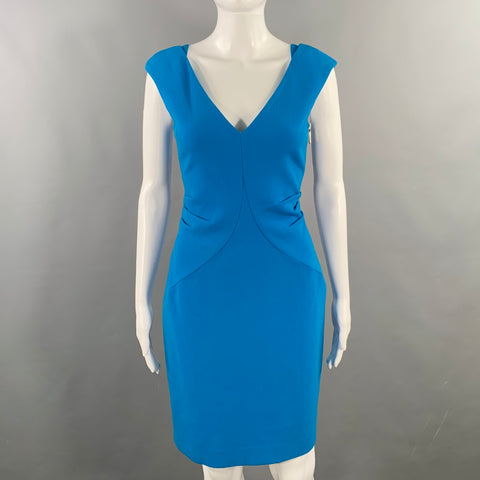 EMILIO PUCCI Size 8 Blue Crepe V-Neck Cocktail Dress