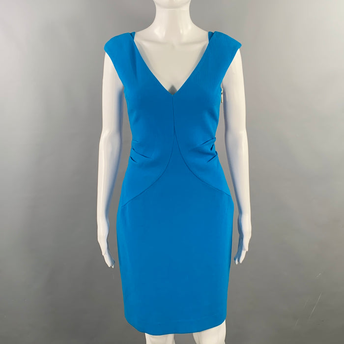 EMILIO PUCCI Size 8 Blue Crepe V-Neck Cocktail Dress
