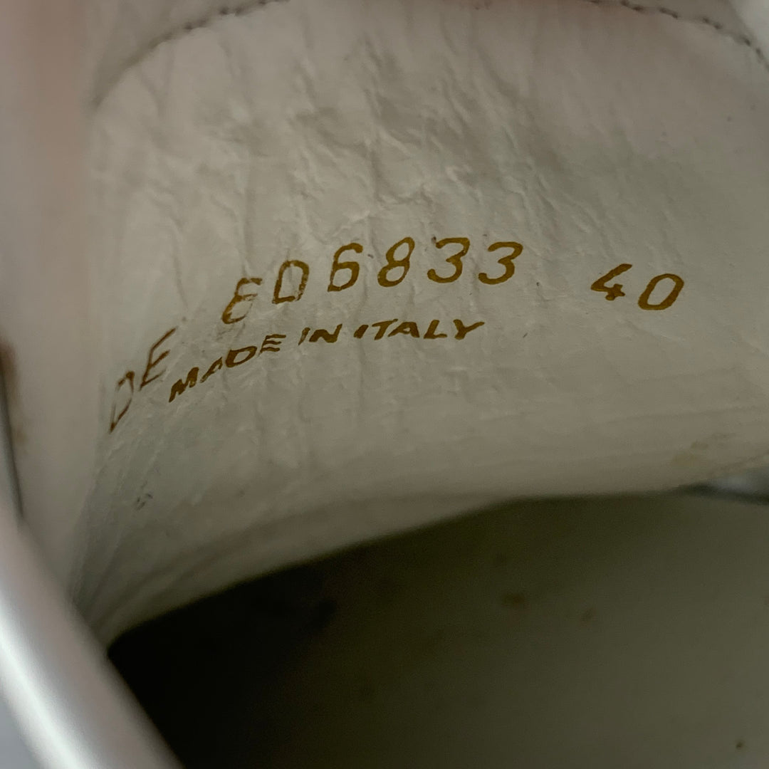 SAINT LAURENT Size 7 White Leather Logo Low Top Sneakers