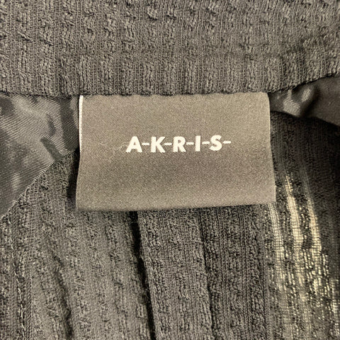 AKRIS Size 10 Black Wool Silk Blend Textured Stripe Jacket Blazer