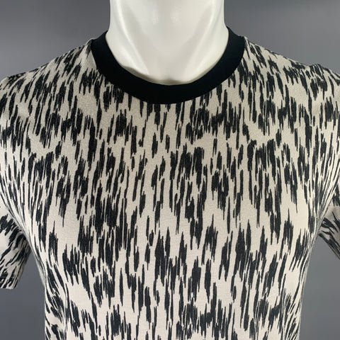 LANVIN Size M White Black Abstract Cotton Blend T-shirt