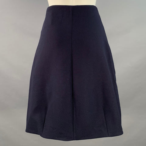 JIL SANDER Size 2 Navy Cotton Blend Zip Up A-Line Skirt