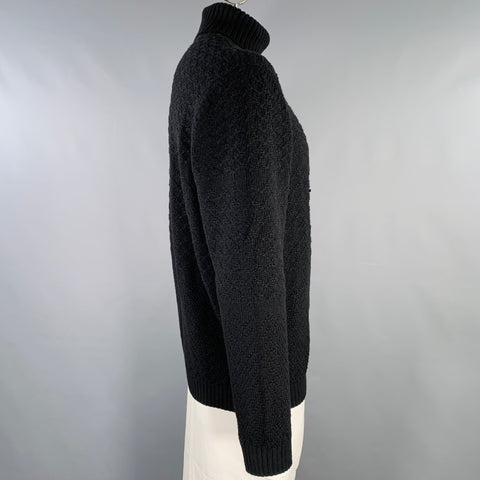 ERMENEGILDO ZEGNA Size XL Black Knit Wool Turtleneck Sweater
