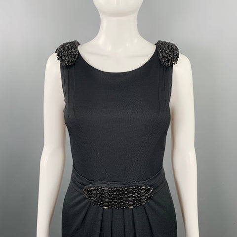LA PERLA Size 8 Black Viscose Blend Beaded Sleeveless Long Dress