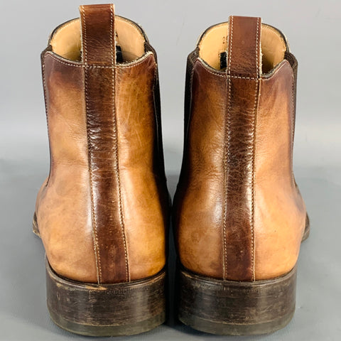 CALZOLERIA HARRIS Size 9.5 Brown Antique Leather Chelsea Ankle Boots