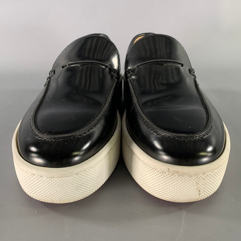 CHRISTIAN LOUBOUTIN Size 6 Black Red Color Block Leather Yacht Loafers