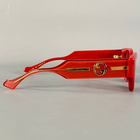 GUCCI Red Gold Acetate Cat Eye Sunglasses