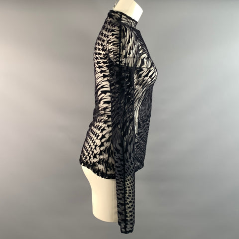 MUGLER Size S Black Stars Sheer Dress Top