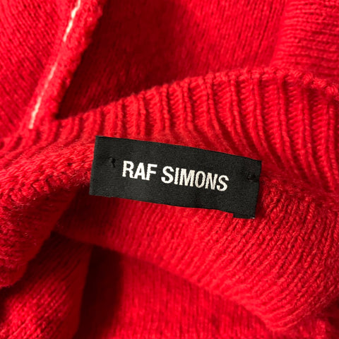 RAF SIMONS SS2017 Size One Size Red Knitted Wool Side Buttons Sweater