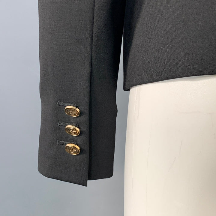 GUCCI Size 2 Black Wool Blend Peak Lapel Jacket Blazer
