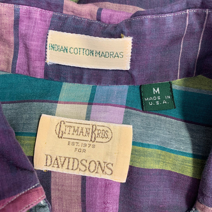 GITMAN BROS Size M Multi Color Madras Plaid Cotton One Pocket Long Sleeve Shirt