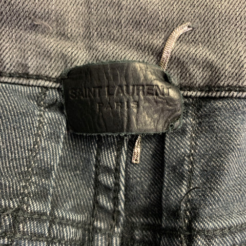 SAINT LAURENT 2015 Size 30 Grey Cotton Blend Button Fly Jeans