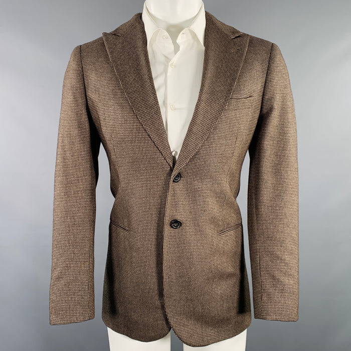 GIORGIO ARMANI Size 38 Brown Beige Woven Peak Lapel Sport Coat